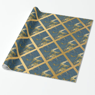 NAVY BLUE GOLD MARBLE WEDDING WRAP WRAPPORT CADEAUPAPIER