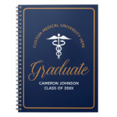 Navy Blue Gold Medische School Afstuderen Keepsake Notitieboek (Voorkant)