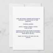 Navy Blue Gold Medische School Foto Afstuderen Aankondiging (Achterkant)