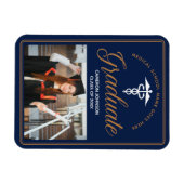 Navy Blue Gold Medische School Foto Afstuderen Magneet (Horizontaal)