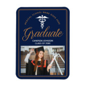 Navy Blue Gold Medische School Foto Afstuderen Magneet (Verticaal)