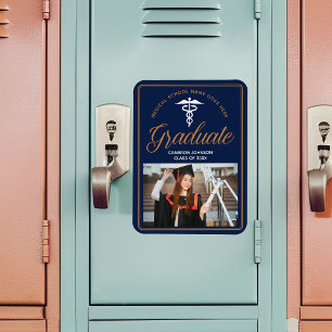 Navy Blue Gold Medische School Foto Afstuderen Magneet