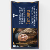 Navy Blue Gold Medische School Foto Afstuderen Spandoek (Verticaal)
