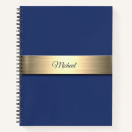Navy Blue Gold Metal Monogram Notitieboek