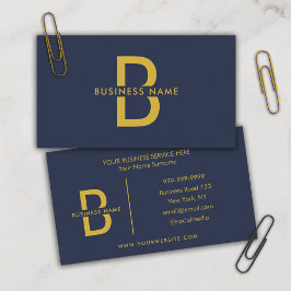 Navy Blue & Gold Minimalist Modern Professional Visitekaartje