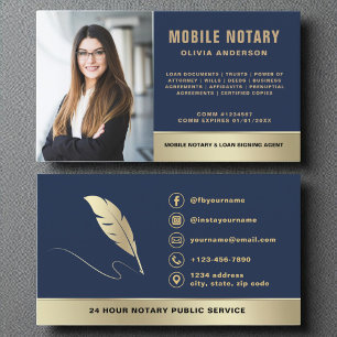 Navy Blue Gold Mobile Notaris Ondertekening Agent  Visitekaartje