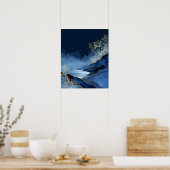 Navy Blue Gold Modern Abstract Landscape Wall Art Poster (Keuken)