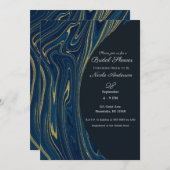 Navy Blue & Gold Modern Glam Marble Vrijgezellenfe Kaart (Voorkant / Achterkant)