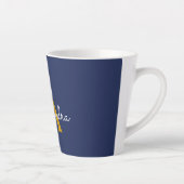 Navy Blue Gold Modern Script Girly Monogram Naam Latte Mok (Rechts)