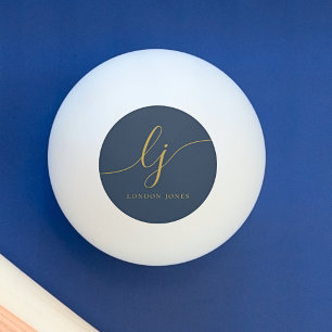 Navy Blue Gold Monogram en naam gepersonaliseerd Pingpongballen