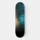 Navy Blue Gold Nebula Monogram Skateboard (Voorkant)