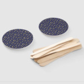 Navy Blue Gold Polka Dots Hand Fan Handwaaier (Niet-gemonteerd)