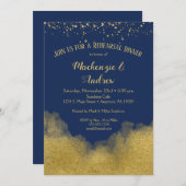 Navy Blue Gold repesial Dinner Invitation Kaart (Voorkant / Achterkant)