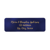 Navy blue Gold return address label (Voorkant)
