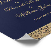 Navy Blue Gold Rozen Elegant Wedding Welcome Sign Poster (Hoek)