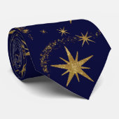 Navy Blue Gold Star Mannen Wedding, Afstuderen Stropdas (Opgerold)