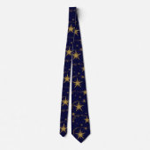 Navy Blue Gold Star Mannen Wedding, Afstuderen Stropdas (Achterkant)