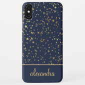 Navy Blue - Gold Stars Celestial Monogram Case-Mate iPhone Case (Achterkant)