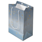 Navy Blue Gold Stars Sky Waterverf Medium Cadeauzakje (Voorkant Gekanteld)