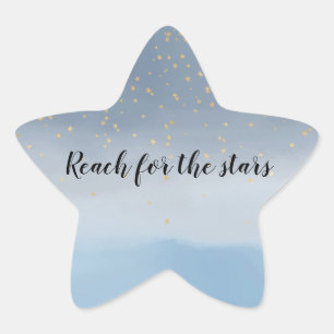 Navy Blue Gold Stars Sky Waterverf Ster Sticker