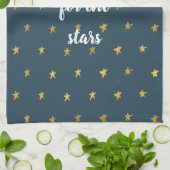 Navy Blue Gold Stars Theedoek (Gevouwen)
