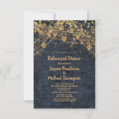 Navy Blue Gold String Lights Bokeh Rehearsal Kaart (Voorkant)