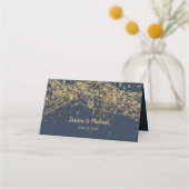 Navy Blue Gold String Lights Wedding (Achterkant)