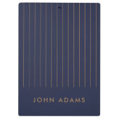 Navy Blue Gold Stripe - gepersonaliseerd, modern Klembord (Achterkant)