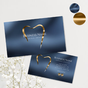 Navy Blue & Gold Tandarts Visitekaartje