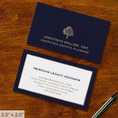 Navy Blue Gold Tree Logo Visitekaartjes