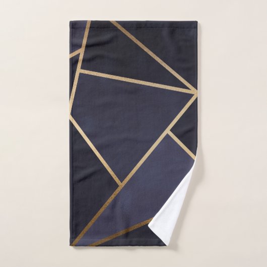 Navy Blue Gold Triangles Geometric Elegant Classy Bad Handdoek (Handdoek)