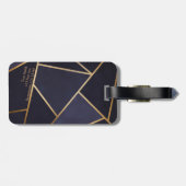 Navy Blue Gold Triangles Geometric Elegant Classy Bagagelabel (Achterkant horizontaal)