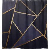 Navy Blue Gold Triangles Geometric Elegant Classy Douchegordijn (Voorkant)