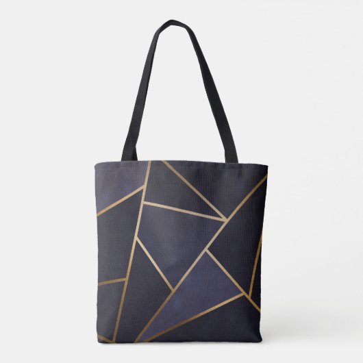Navy Blue Gold Triangles Geometric Elegant Classy Draagtas (Achterkant)
