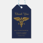 Navy Blue Gold Verpleegschool RN Afstuderen Cadeaulabel (Voorkant)