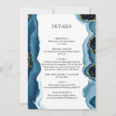 Navy Blue Gold Waterverf in één bruiloft Kaart (Achterkant)