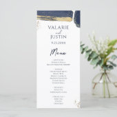 Navy Blue Gold Waterverf Wedding Menu (Staand voorkant)