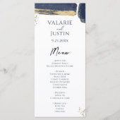 Navy Blue Gold Waterverf Wedding Menu (Voorkant)