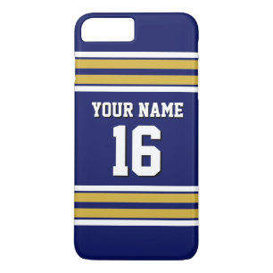 Navy Blue Gold Wht Team Jersey iPhone 8 Plus / 7 Plus Hoesje