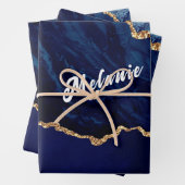 Navy Blue Gold Wrapping Papieren Bladen Aangepaste Inpakpapier Vel (In situ)