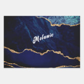 Navy Blue Gold Wrapping Papieren Bladen Aangepaste Inpakpapier Vel (Voorkant)