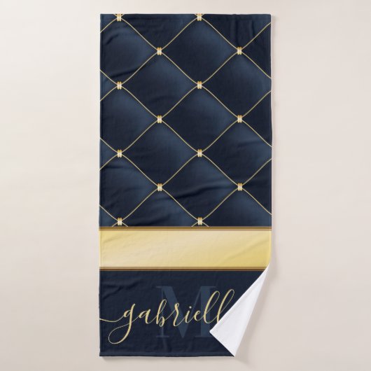 Navy Blue Golden Badhanddoek (Badhanddoek)