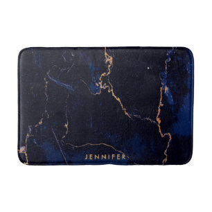 Navy Blue Golden Marble Badmat
