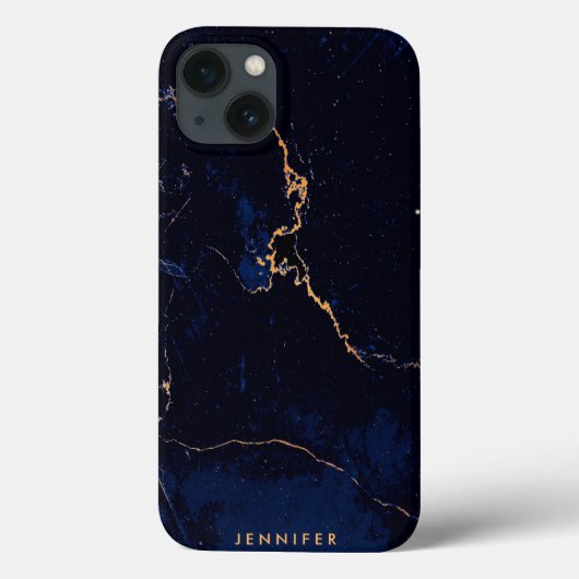 Navy Blue Golden Marble Case-Mate iPhone Case (Achterkant)