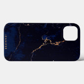 Navy Blue Golden Marble Case-Mate iPhone Case (Achterkant (horizontaal))