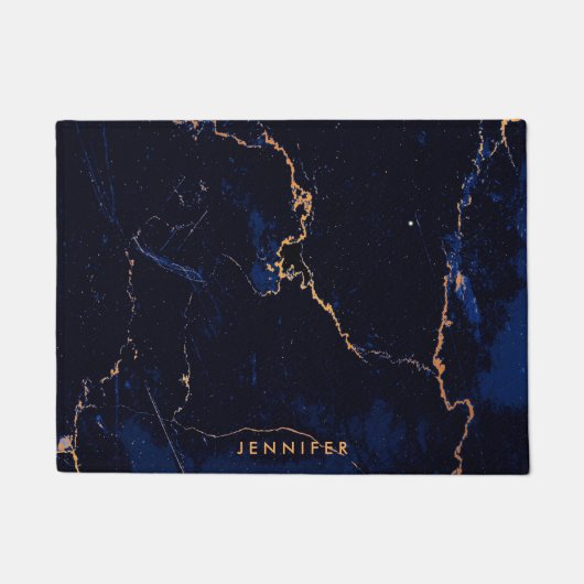 Navy Blue Golden Marble Deurmat (Voorkant)