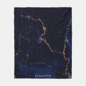 Navy Blue Golden Marble Fleece Deken (Voorkant)