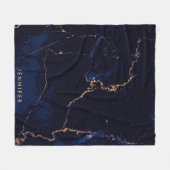 Navy Blue Golden Marble Fleece Deken (Voorkant (Horizontaal))