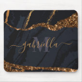 Navy Blue Golden Marble Muismat (Voorkant)