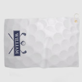 Navy Blue Golf Clubs Bal Aangepaste naam Golfhanddoek (Horizontaal)